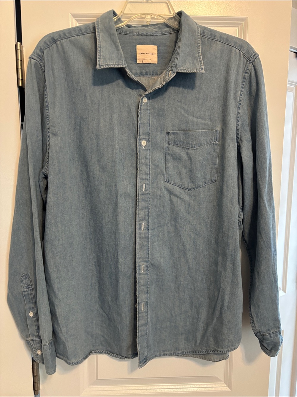 American Eagle Outfitters Light Denim Button-Down Shirt